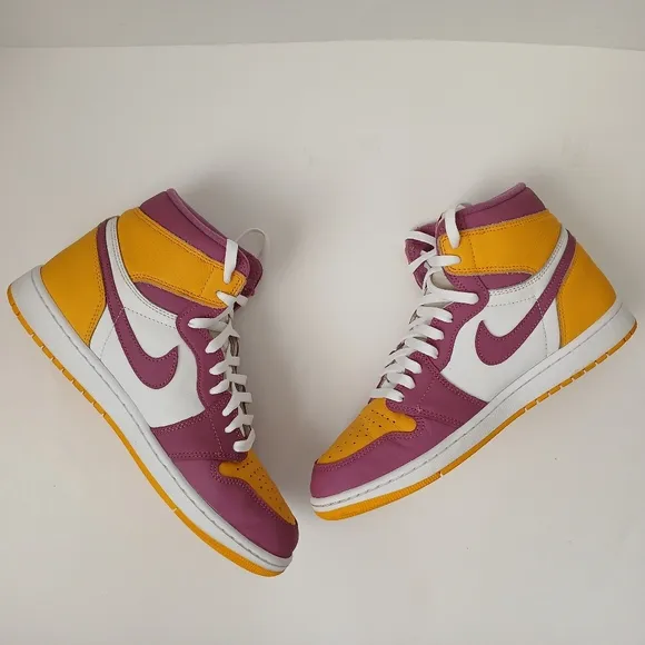 Nike Air Jordan 1 Retro High Og Purple and Yellow Sneakers Men's Size 10.5