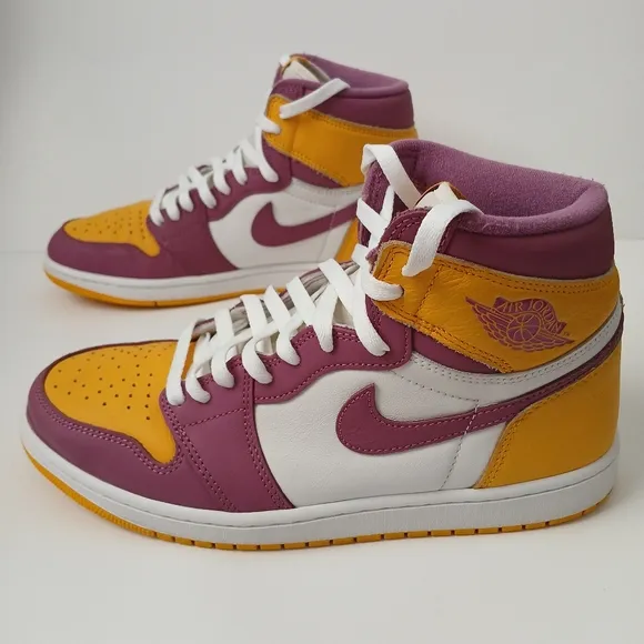 Nike Air Jordan 1 Retro High Og Purple and Yellow Sneakers Men's Size 10.5