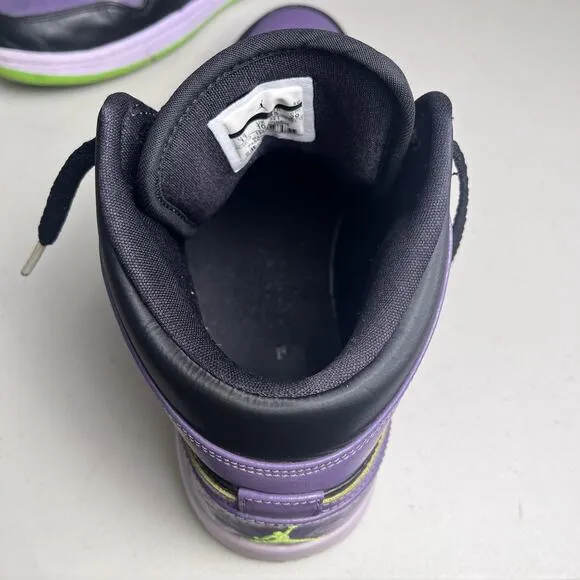 Nike Air Jordan 1 Retro Joker Black Purple Green Size 11 Sneakers 136065-021