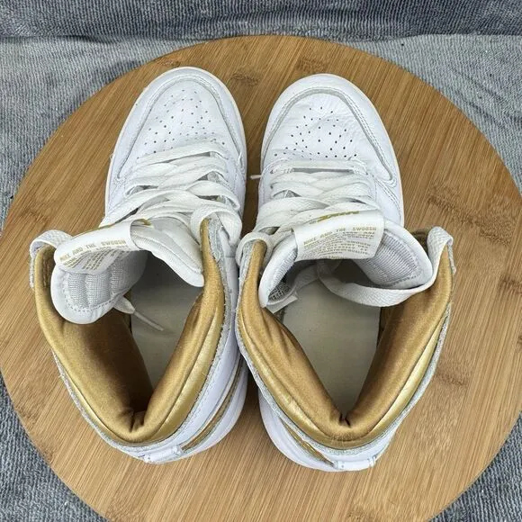 Nike Air Jordan 1 Retro Shoe Boy Size 3 White Gold Basketball Sneaker FD2597-107