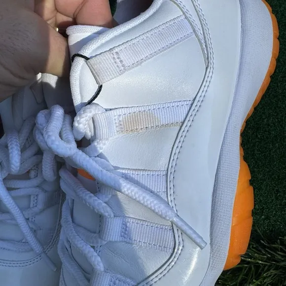 Nike Air Jordan 11 Retro Low White Bright Citrus Women Shoes AH7860-139 Size 8