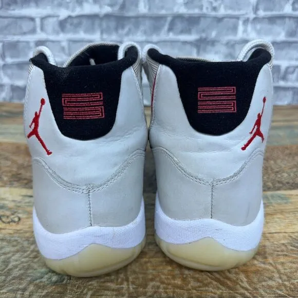 Nike Air Jordan 11 Retro Platinum Tint University Red 378037-016 Mens‎ Size 11