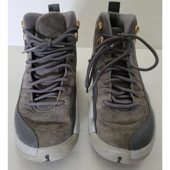 Nike AIR JORDAN 12 Retro Dark / Wolf Gray Suede Boots 153265-005 Size US 5Y