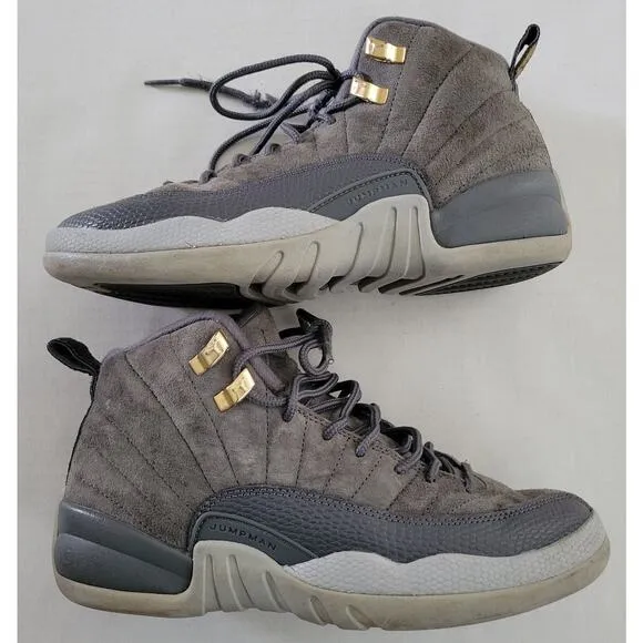 Nike AIR JORDAN 12 Retro Dark / Wolf Gray Suede Boots 153265-005 Size US 5Y