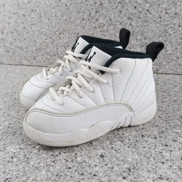 Nike Air Jordan 12 Retro White Sneakers Kids Shoes 7C