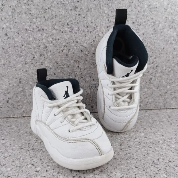 Nike Air Jordan 12 Retro White Sneakers Kids Shoes 7C