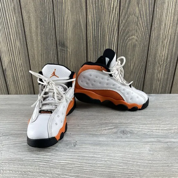 Nike Air Jordan 13 Retro Starfish Kids Size 11C DJ3005-108 White Orange Shoes