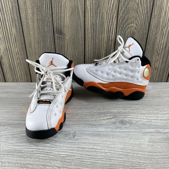 Nike Air Jordan 13 Retro Starfish Kids Size 11C DJ3005-108 White Orange Shoes