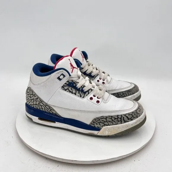 Nike Air Jordan 3 Retro Youth Size 7Y Women 8.5 854261-106 True Blue White Shoes