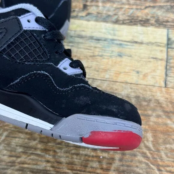 Nike‎ Air Jordan 4 IV Retro TD Bred Black Red 2012 308500-089 Toddlers Size 6C