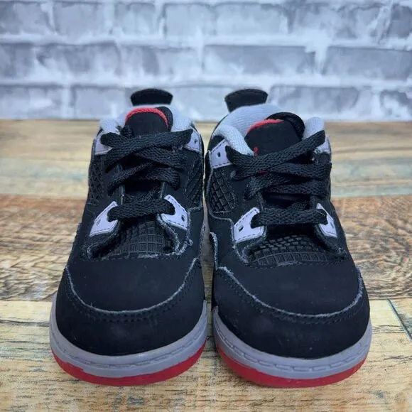 Nike‎ Air Jordan 4 IV Retro TD Bred Black Red 2012 308500-089 Toddlers Size 6C