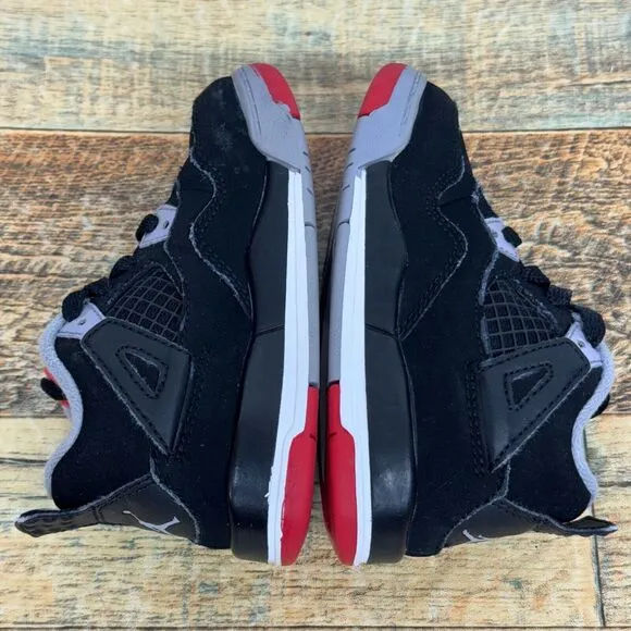 Nike‎ Air Jordan 4 IV Retro TD Bred Black Red 2012 308500-089 Toddlers Size 6C