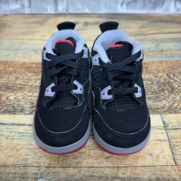 Nike‎ Air Jordan 4 IV Retro TD Bred Black Red 2012 308500-089 Toddlers Size 6C