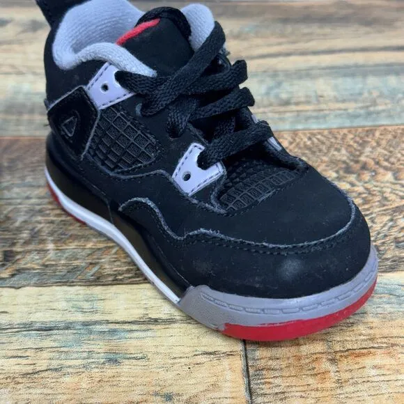 Nike‎ Air Jordan 4 IV Retro TD Bred Black Red 2012 308500-089 Toddlers Size 6C