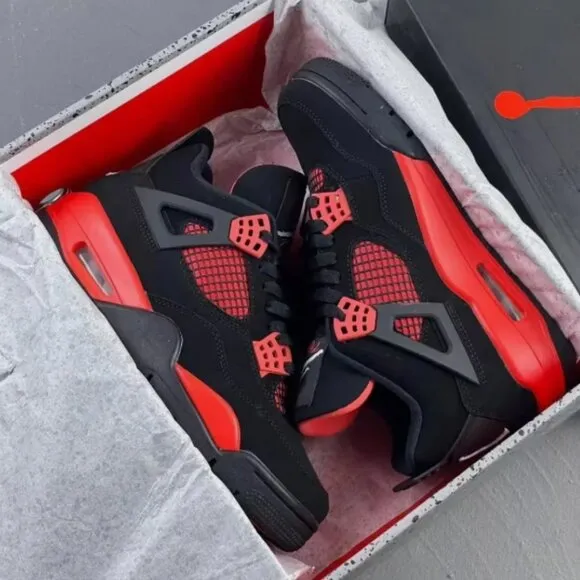 Nike Air Jordan 4 Retro Red Thunder Men Basketball Shoes