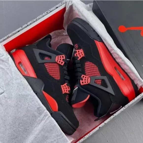 Nike Air Jordan 4 Retro Red Thunder  Men Basketball Shoes