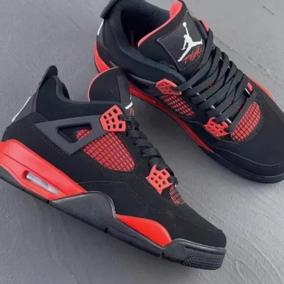 Nike Air Jordan 4 Retro Red Thunder Men Basketball Shoes