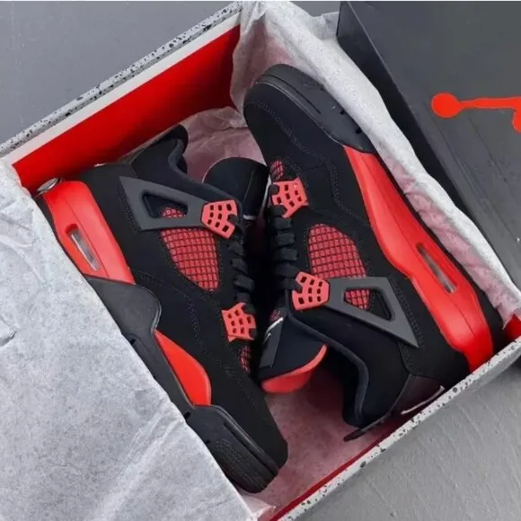 Nike Air Jordan 4 Retro Red Thunder  Men Basketball Shoes
