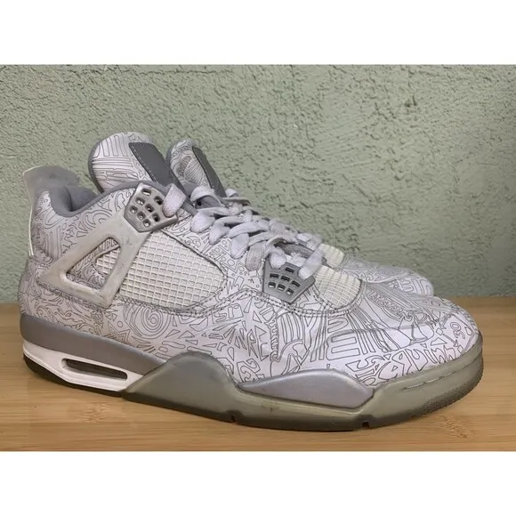 Nike Air Jordan 4 Retro Shoes 30th Anniversary Laser 2015 705333-105 Sz 13