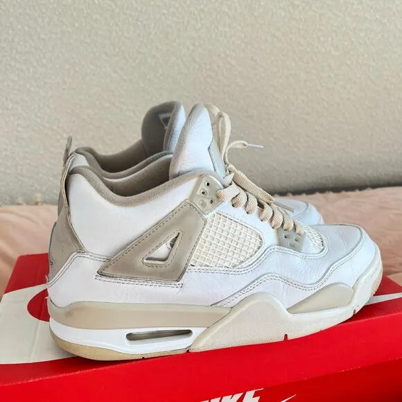 Nike Air Jordan 4 Retro Shoes Size 7Y 2017 Linen white/tan