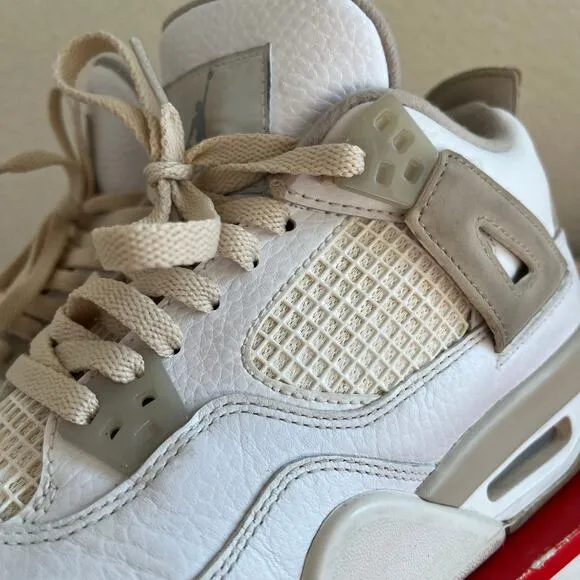 Nike Air Jordan 4 Retro Shoes Size 7Y 2017 Linen white/tan
