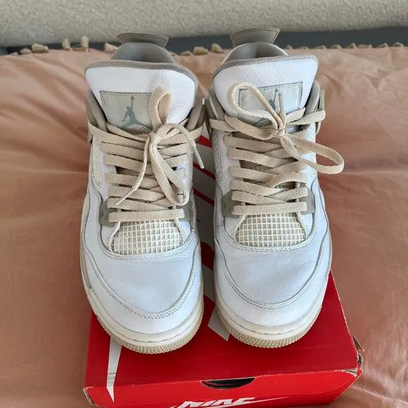 Nike Air Jordan 4 Retro Shoes Size 7Y 2017 Linen white/tan