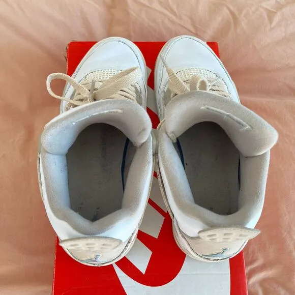 Nike Air Jordan 4 Retro Shoes Size 7Y 2017 Linen white/tan