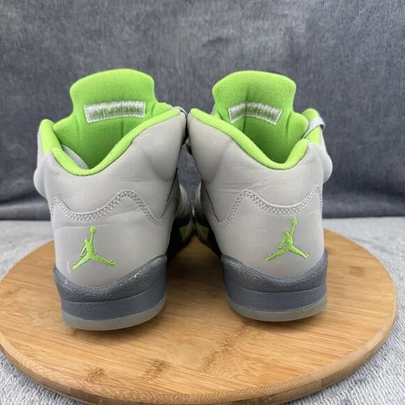 Nike Air Jordan 5 Retro Shoes Boys Size 6.5Y Silver Green Basketball Sneakers