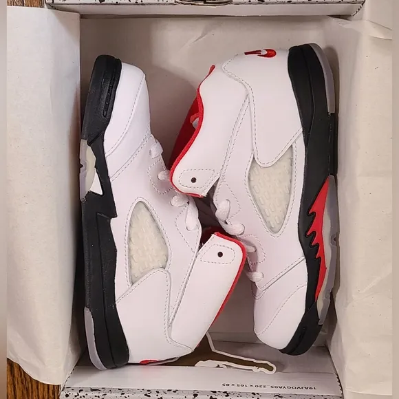 Nike Air Jordan 5 Retro TD 'Fire Red' 440890-102 Little Kids Size 10C Toddler