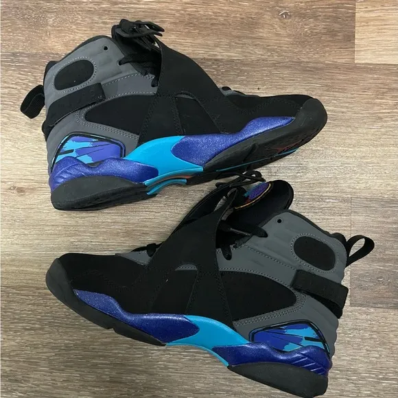 Nike Air Jordan 8 Retro Aqua/Black Shoes 305368-025 GS Size 5.5Y