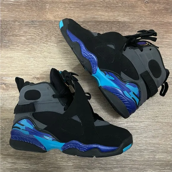 Nike Air Jordan 8 Retro Aqua/Black Shoes 305368-025 GS Size 5.5Y