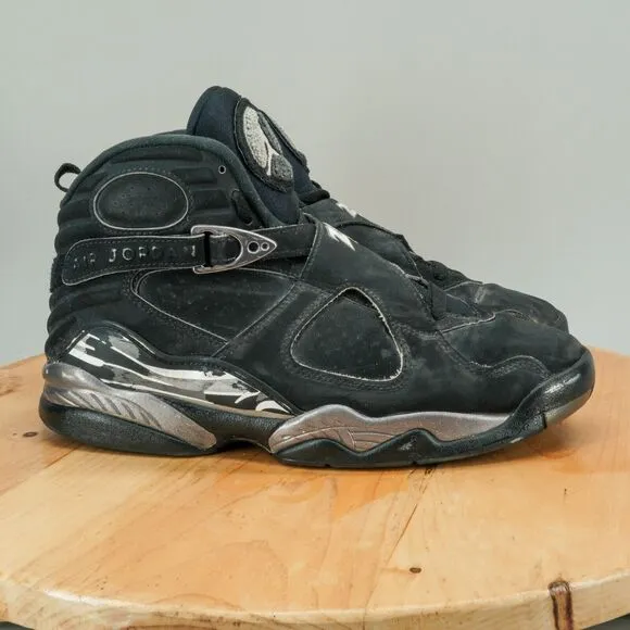 Nike Air Jordan 8 Retro Chrome Mens Size 9 Shoes Black Silver Basketball BEATERS