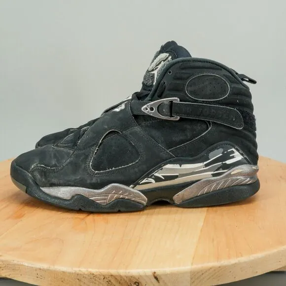Nike Air Jordan 8 Retro Chrome Mens Size 9 Shoes Black Silver Basketball BEATERS