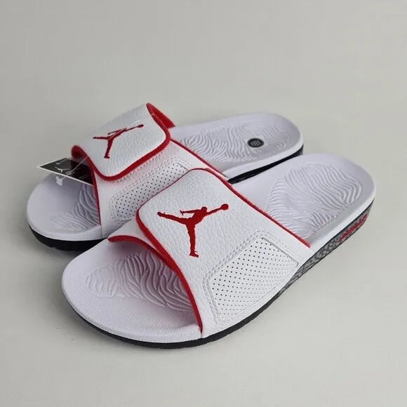Nike Air Jordan Hydro 3 Retro Slides White University Red Mens Sandals