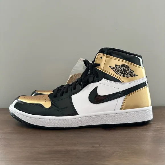 Nike Air Jordan I High G Men's Golf Shoes Gold Toe Men’s Size 15 DQ0660-002