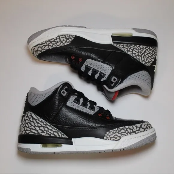 NIKE AIR JORDAN III 3 RETRO OG BG BLACK FIRE RED CEMENT GREY WHITE BRED 4.5Y