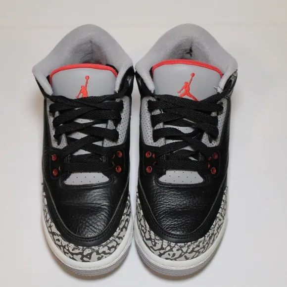 NIKE AIR JORDAN III 3 RETRO OG BG BLACK FIRE RED CEMENT GREY WHITE BRED 4.5Y