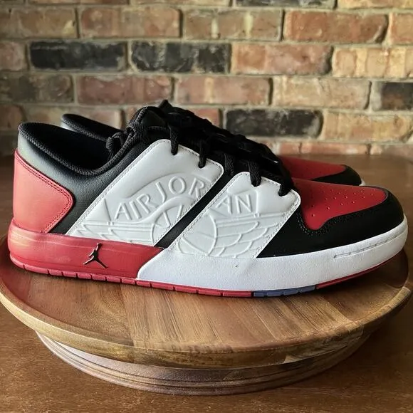 Nike Air Jordan NU Retro 1 Low Varsity Red Black Leather Sneakers Shoes Mens 11