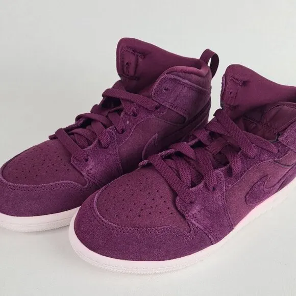 Nike Air Jordan Retro 1 Mid Bordeaux Shoes Little Kids Sneakers