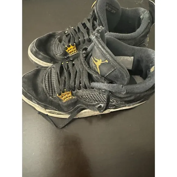 Nike Air Jordan Retro 4 Royalty Black/Metallic Gold/White Size 11 Thrashed Skate