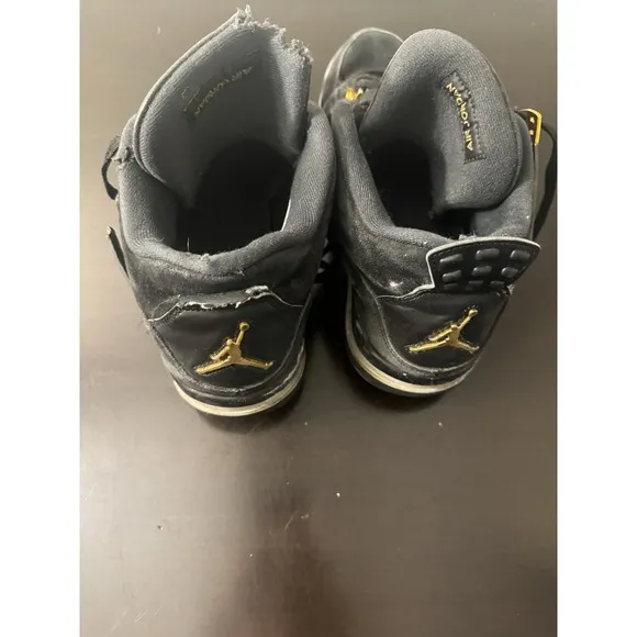 Nike Air Jordan Retro 4 Royalty Black/Metallic Gold/White Size 11 Thrashed Skate