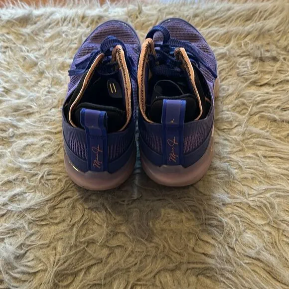Nike Air Jordan XXXVII boys purple and orange basketball shoes size 7y
