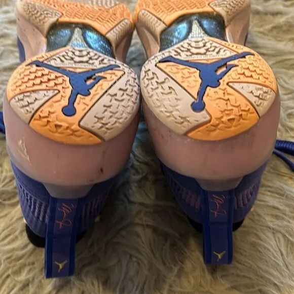 Nike Air Jordan XXXVII boys purple and orange basketball shoes size 7y