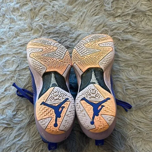 Nike Air Jordan XXXVII boys purple and orange basketball shoes size 7y