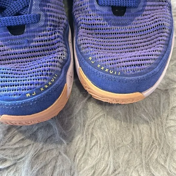 Nike Air Jordan XXXVII boys purple and orange basketball shoes size 7y