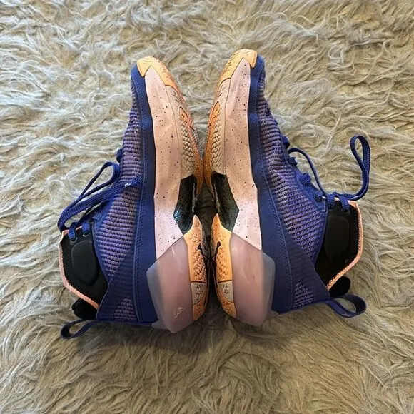 Nike Air Jordan XXXVII boys purple and orange basketball shoes size 7y