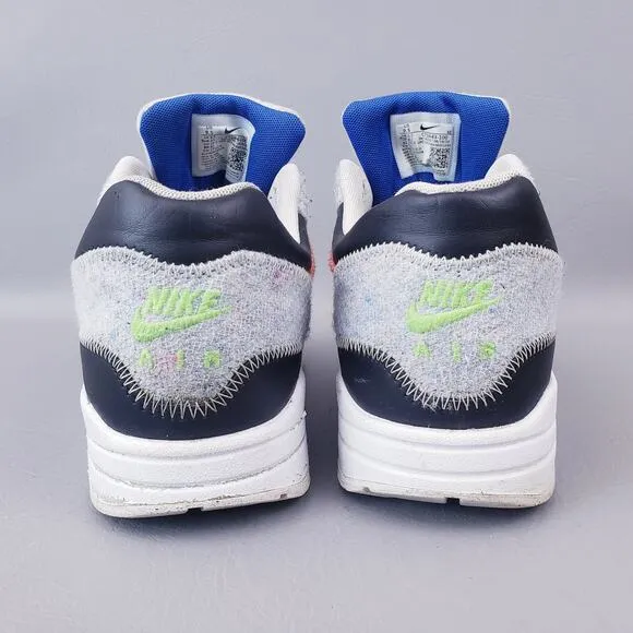 Nike Air Max1 Recycled Mens Size 9.5 Black Game Royal White Shoes CT1643-100