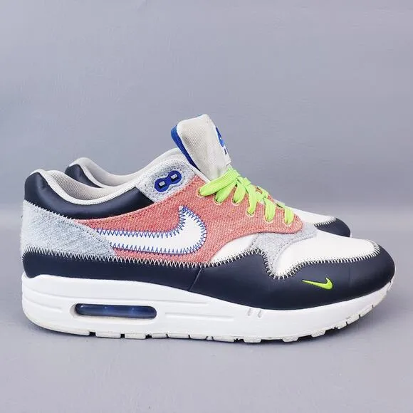 Nike Air Max1 Recycled Mens Size 9.5 Black Game Royal White Shoes CT1643-100