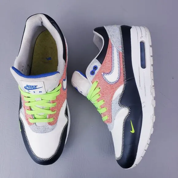 Nike Air Max1 Recycled Mens Size 9.5 Black Game Royal White Shoes CT1643-100