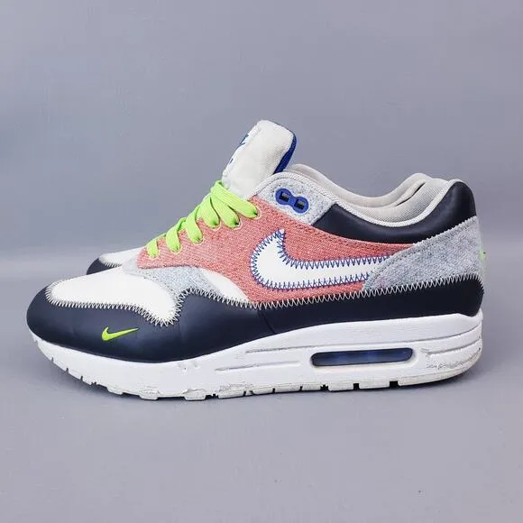 Nike Air Max1 Recycled Mens Size 9.5 Black Game Royal White Shoes CT1643-100